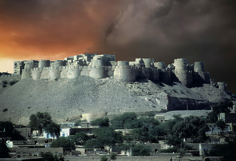 City walls of the fortified city  of Jaisalmer Photograph by Steve Estvanik