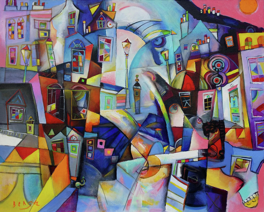 Landscape Painting - Citylights by Miljenko Bengez Landscape Painting - Citylights by Miljenko Bengez