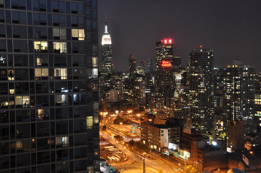 Cityscape By Night From Apartment Window Photograph by Darren Farmer