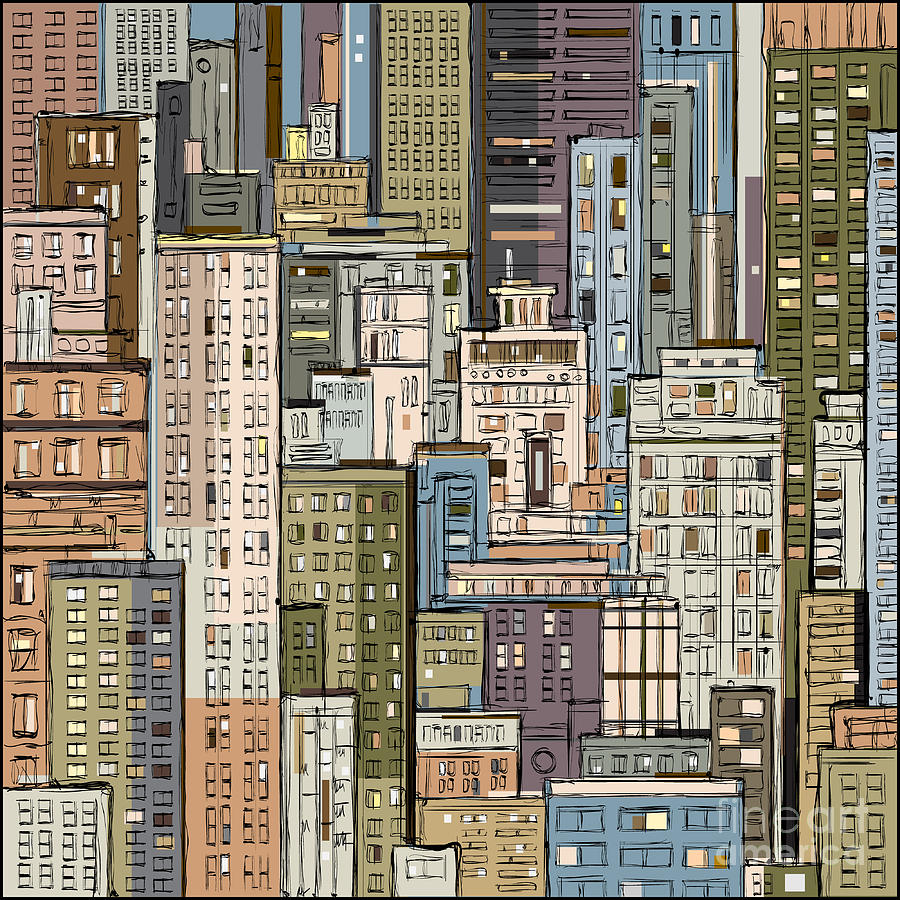 Cityscape Hand Drawn Vector Digital Art by Dahabian - Fine Art America