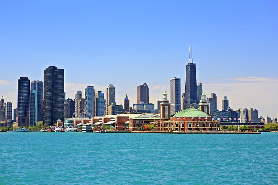 Cityscape Of Chicago And Navy Pier Park Photograph by Espiegle