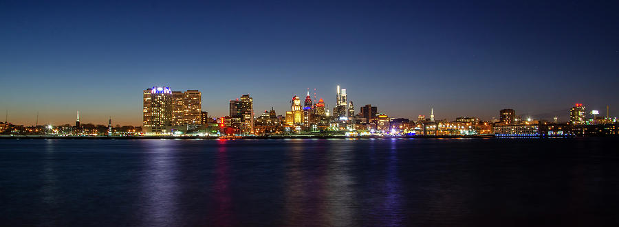 Cityscape of Philadelphia at Night Photograph by Bill Cannon