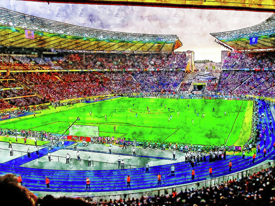 Cityscape watercolor drawing Football stadium Drawing by Hasan Ahmed