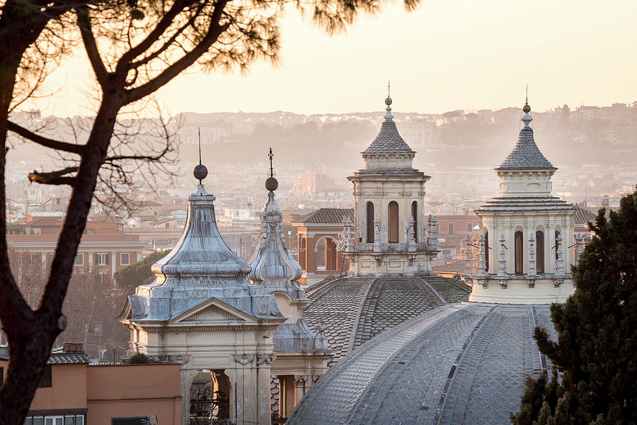 Cityscape With Church Cupolas, Rome Photograph by Romaoslo