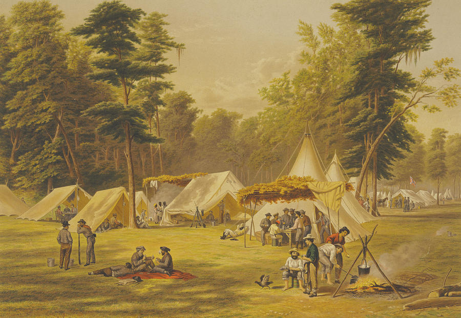 Civil War Confederate Camp Painting by Unknown