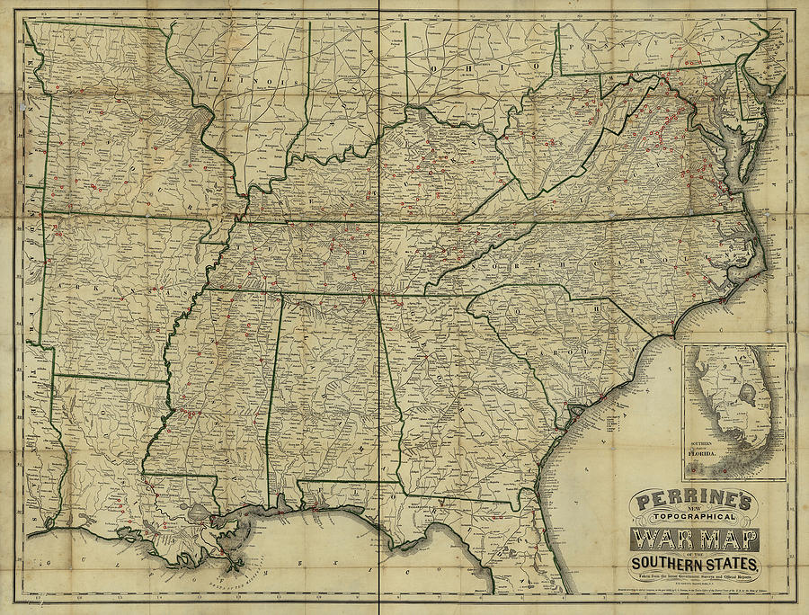 Civil War Map Perrine's topographical war Map of the southern states ...