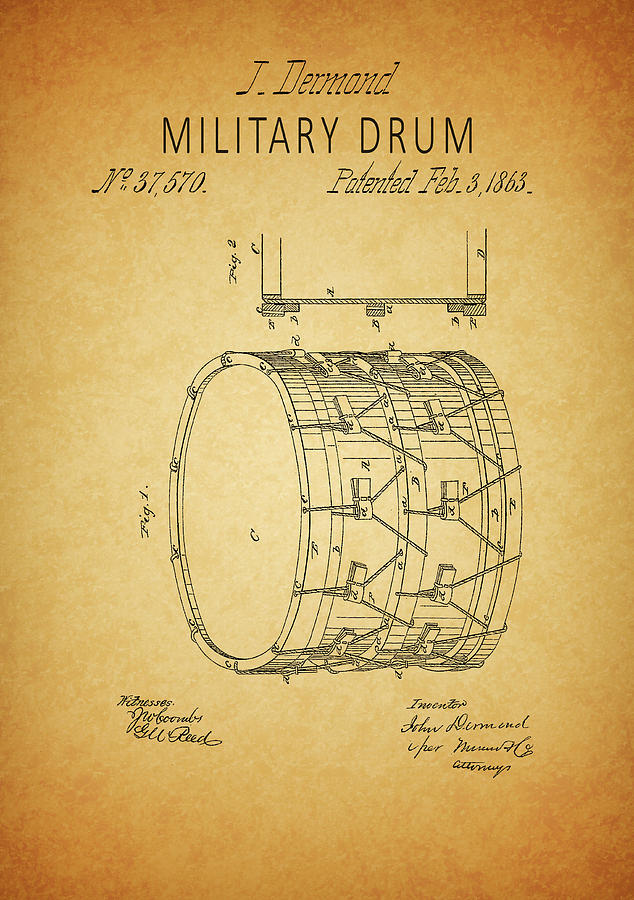 Civil War Military Drum Drawing by Dan Sproul