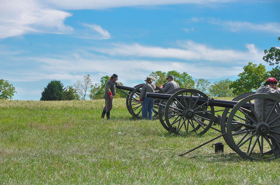 Civil War Re-Enactment - Cannons at Gettysburg Photograph by Bill Cannon