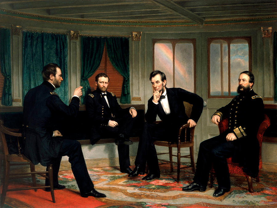 Abraham Lincoln Painting - Civil War Union Leaders - The Peacemakers - George P.A. Healy by War Is Hell Store