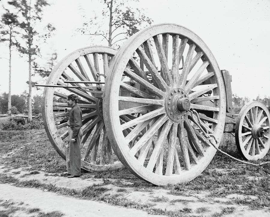 Civil War Union Sling cart used in removing the captured artillery Painting by 