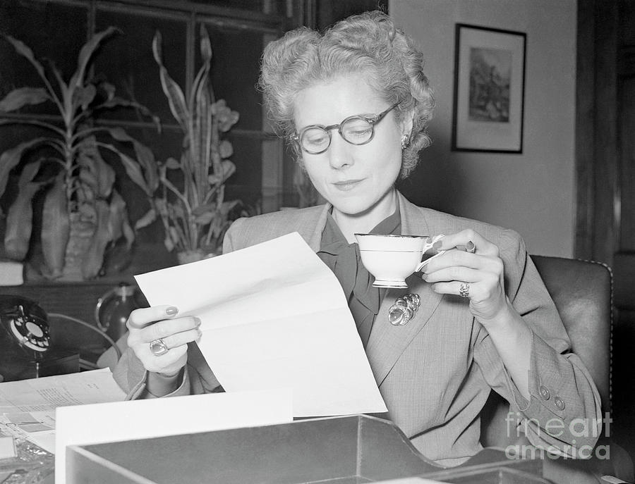 Clair Boothe Luce Reading A Letter Photograph by Bettmann