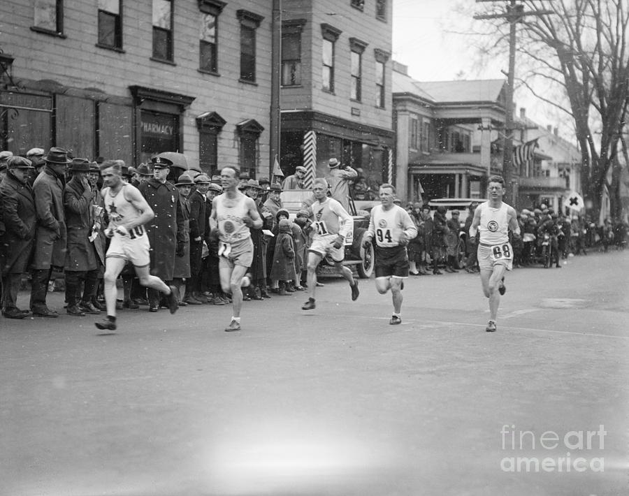 Clarence Demar Running Boston Marathon Photograph by Bettmann