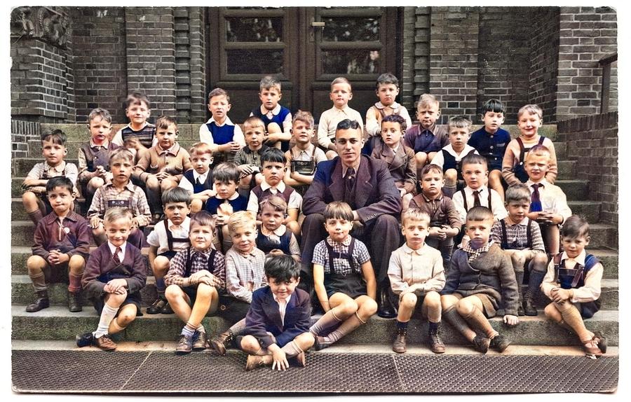Class Recording 1939 Cl. 1b  The Teacher Probably Wears A Party Badge Colorized By Ahmet Asar Painting