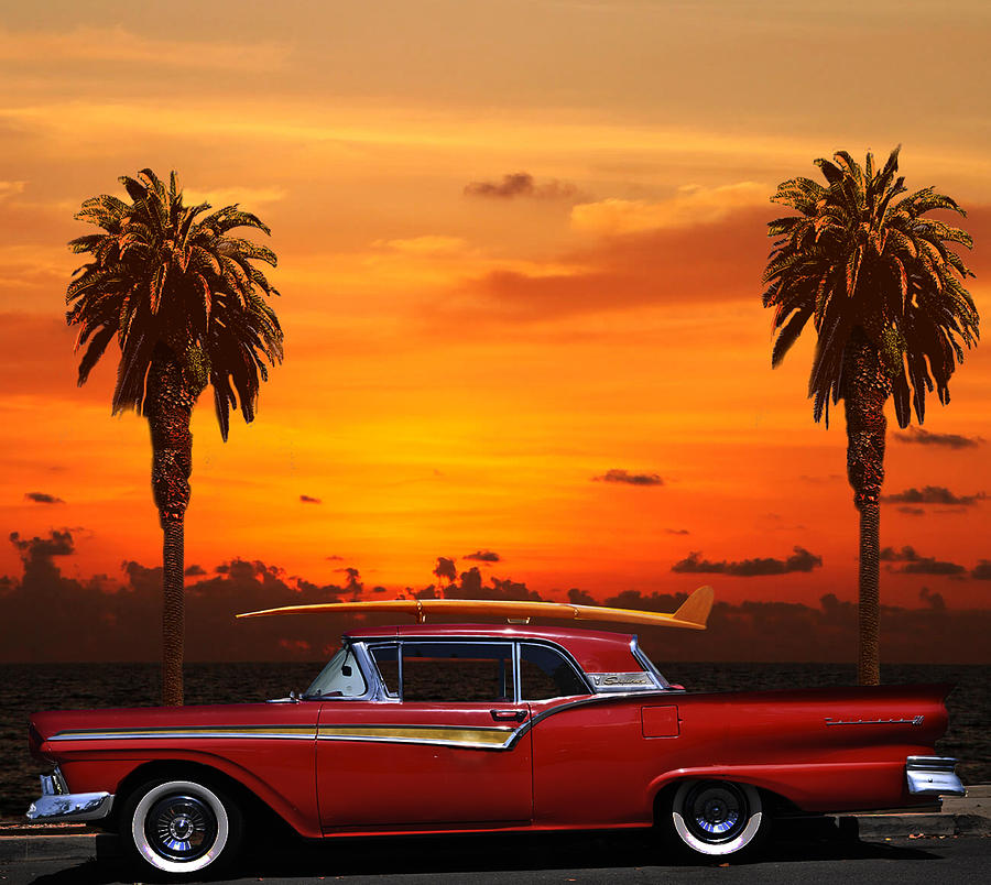 Classic 1957 Ford Skyliner California Sunset Photograph by Larry Butterworth