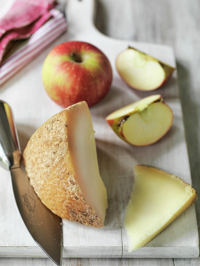 Classic British Berkswell Sheep Cheese With Apple Photograph by Michael Paul