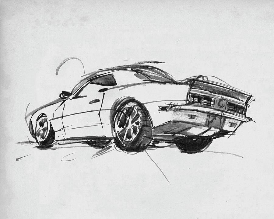 Classic Car Sketch II Painting by Annie Warren