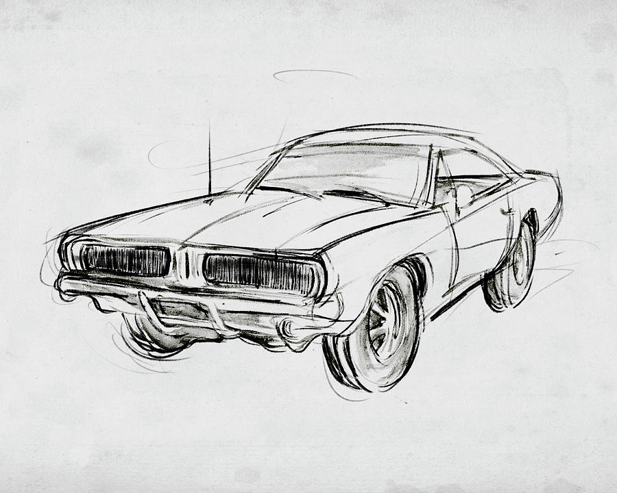 Classic Car Sketch Iv Painting by Annie Warren