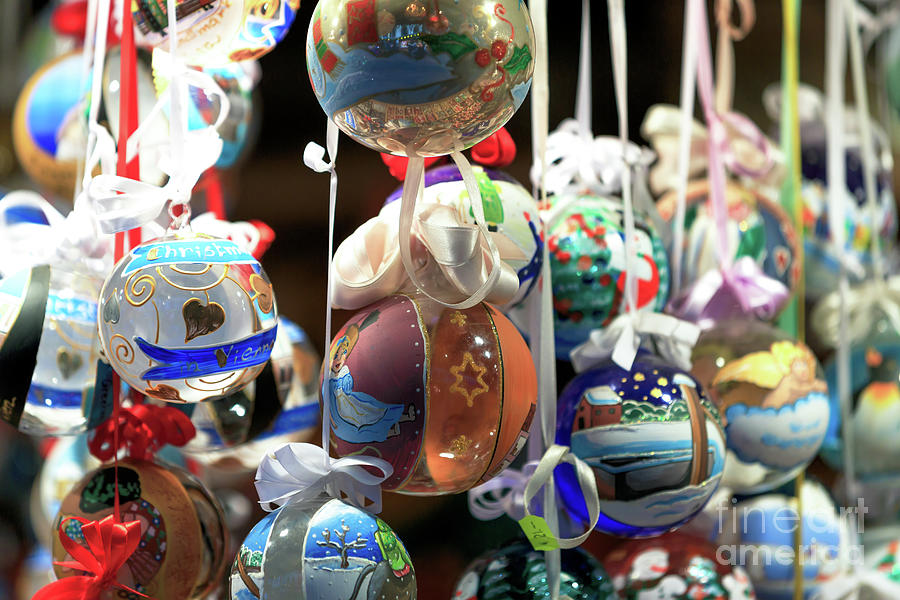 Classic Christmas Ornaments at the Vienna Christkindlmarkt Photograph by John Rizzuto