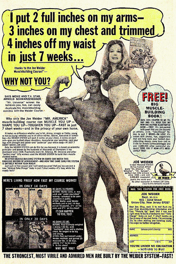 Classic Comic Book Advertisement Arnold Schwarzenegger I Put 2 Full Inches On My Arms 20191101 Photograph by Wingsdomain Art and Photography