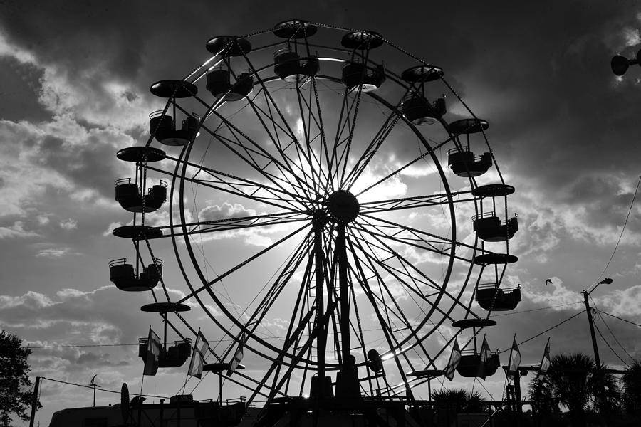 Classic Ferris wheel in Black and white Photograph by David Lee Thompson