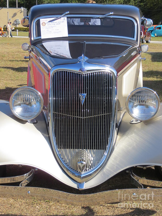 Classic Ford Grill With V-8 Badge Photograph by Tim Townsend | Fine Art ...