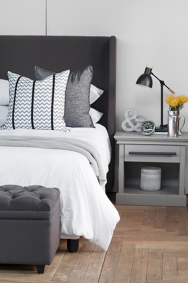 Classic Furnishings In Bedroom In Shades Of Grey Photograph by Great Stock!