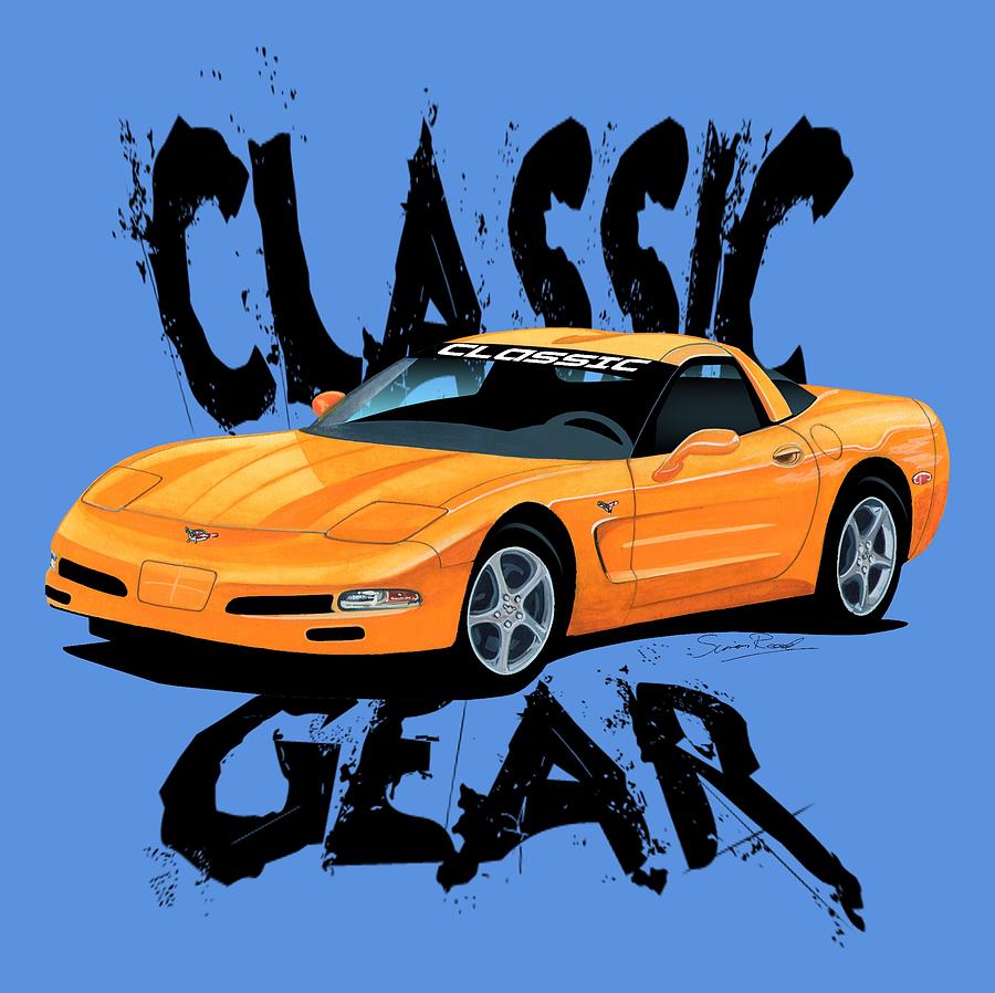 Classic Gear Corvette C5-Tee Mixed Media by Simon Read