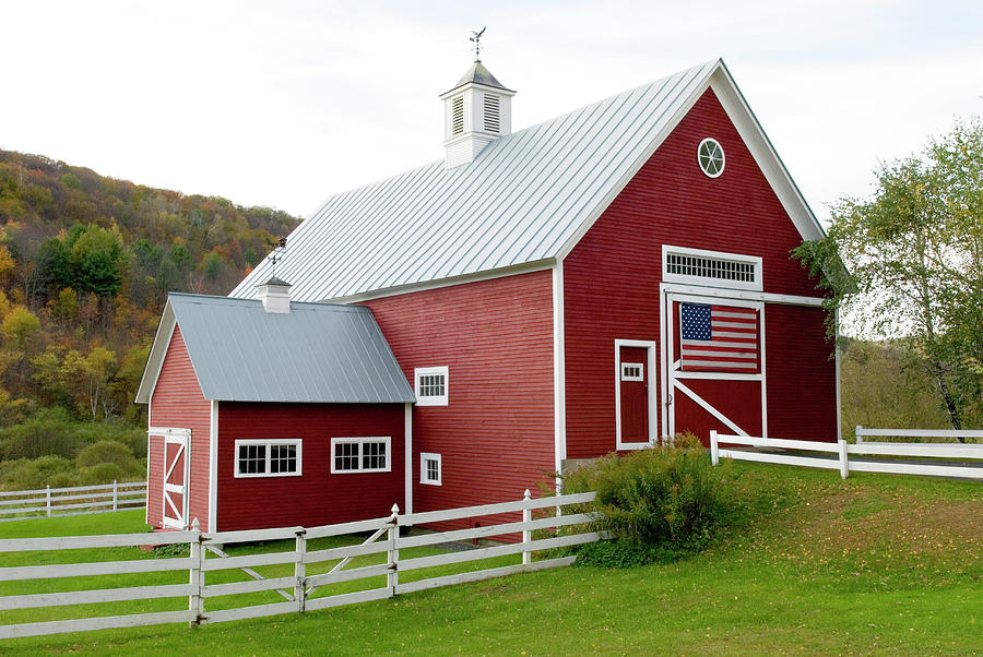 Classic New England Farm With Red Barn Photograph by Alan Majchrowicz