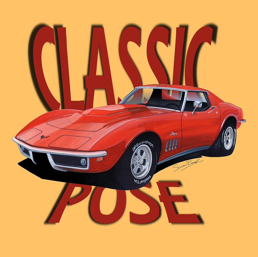 Classic Pose Corvette C3-Tee Mixed Media by Simon Read