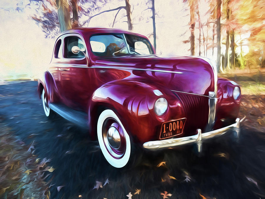 Classic Red Car 1940 Digital Art by Rick Wicker