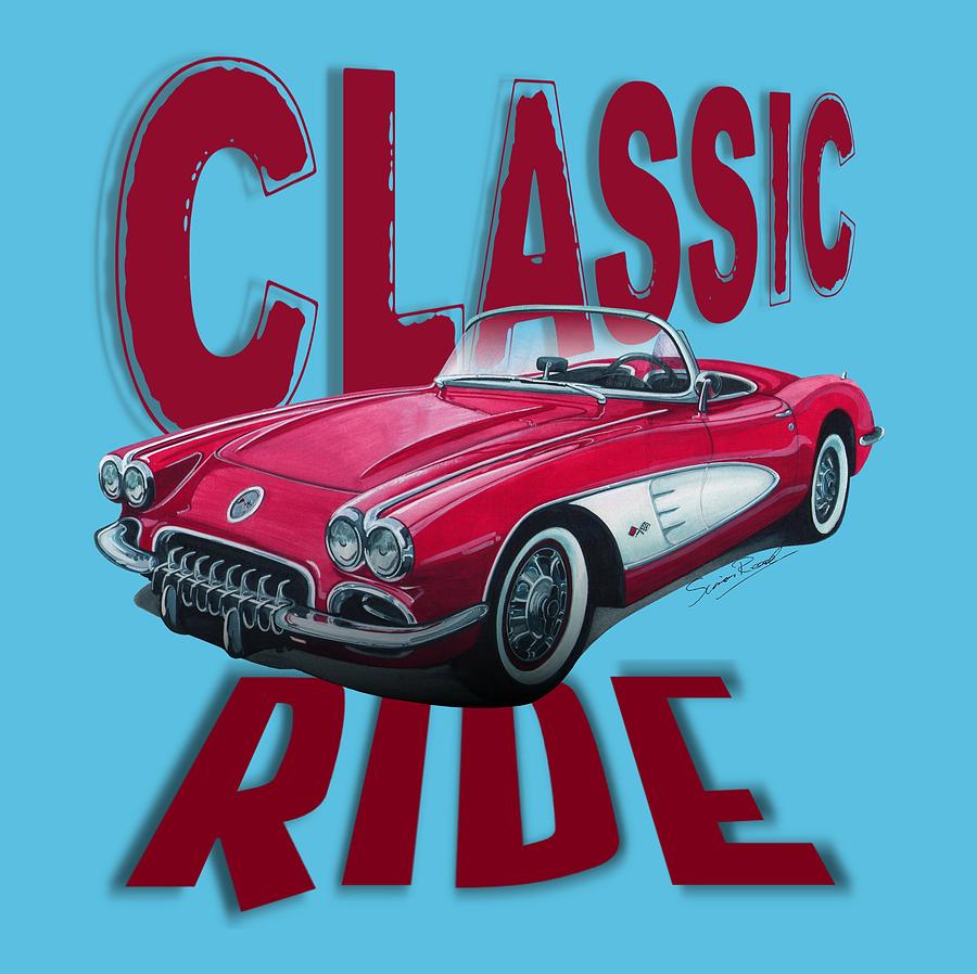 Classic Ride Corvette C1-Tee Mixed Media by Simon Read