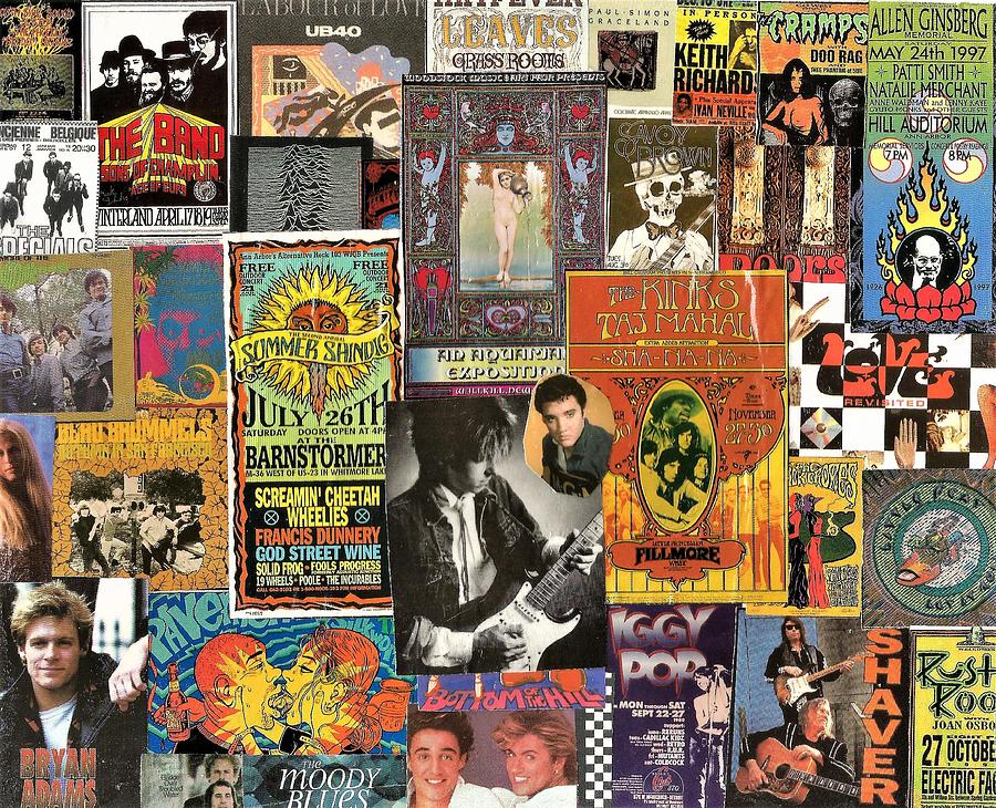 Keith Richards Digital Art - Classic Rock Music Collage 10 by Doug Siegel
