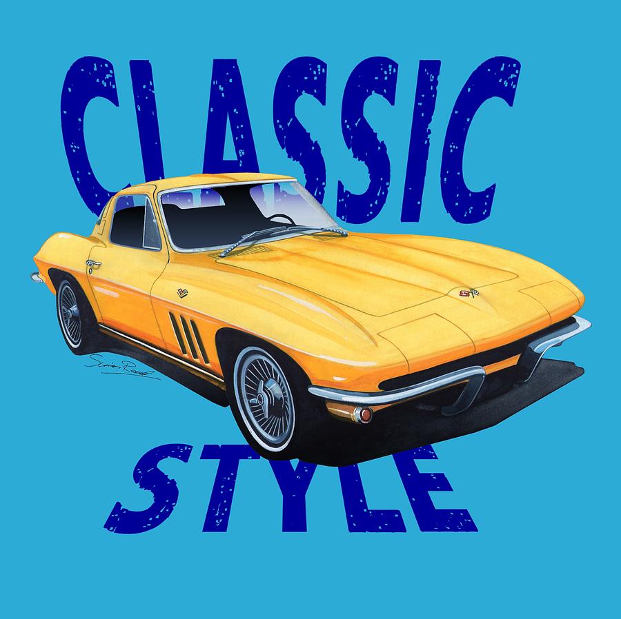 Classic Style Corvette C2-Tee Mixed Media by Simon Read Classic Style Corvette C2-Tee Mixed Media by Simon Read