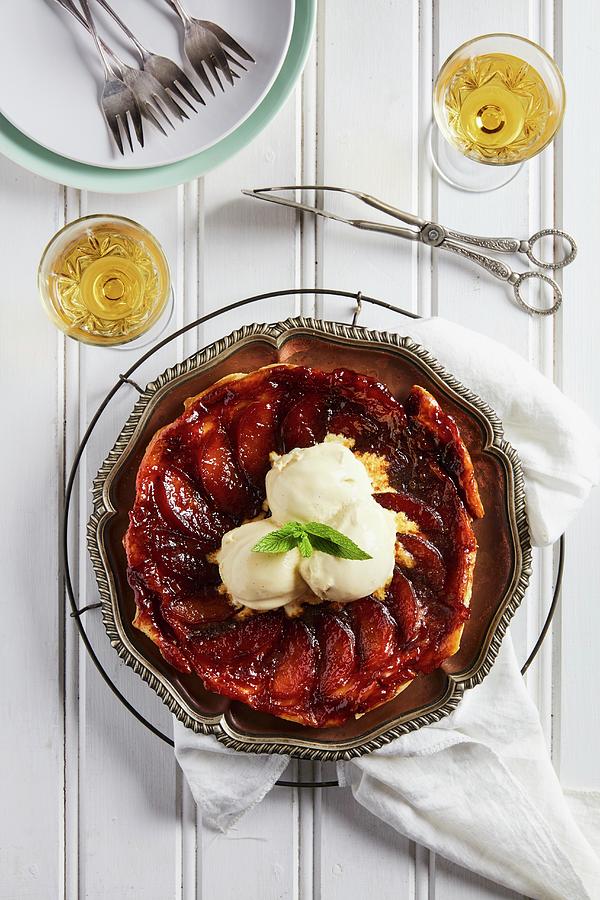 Classic Tarte Tatin With Salted Caramel Ice Cream Photograph by Great Stock!