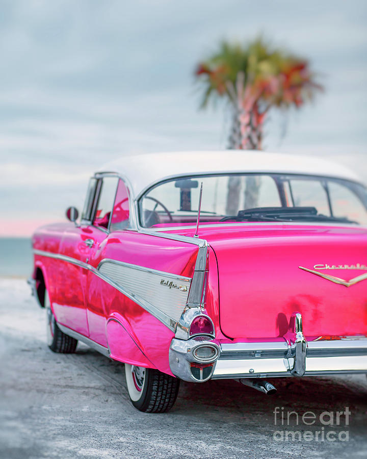 Classic Vintage Pink Chevy Bel Air 8x10 Photograph by Edward Fielding