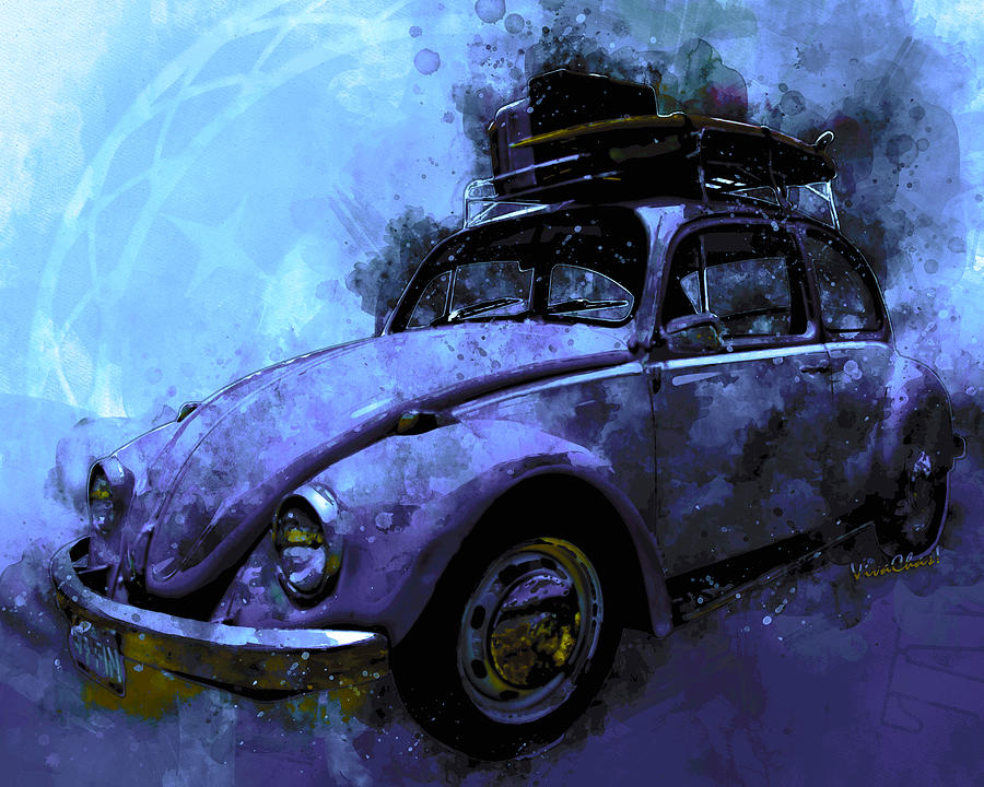 Classic VW Road Trip Driving Machine Digital Art by Chas Sinklier