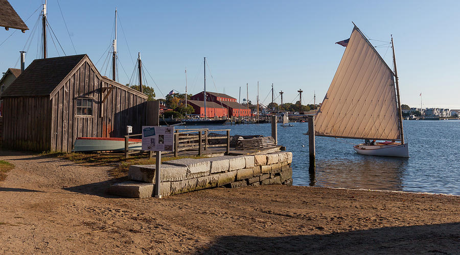 Classic Wooden boat sailing in Mystic Seaport Photograph by Cliff Wassmann