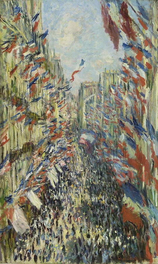 CLAUDE MONET La rue Montorgueil a Paris. Fete du 30 juin 1878. Date/Period 1878. Painting. Painting by Claude Monet