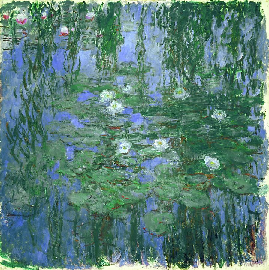 CLAUDE MONET Nympheas bleus Blue Water Lilies. Date/Period 1916 - 1919. Painting. Oil on canvas. Painting by Claude Monet