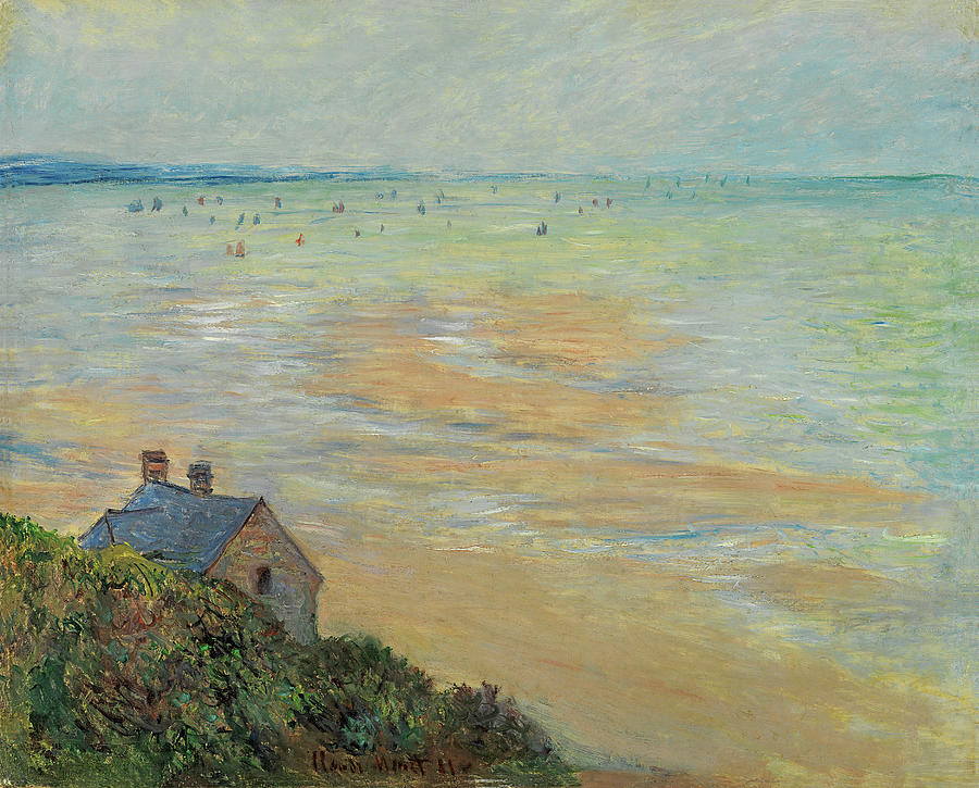 Claude Monet -Paris, 1840-Giverny, 1926-. The Hut in Trouville, Low Tide -1881-. Oil on canvas. 6... Painting by Claude Monet -1840-1926-