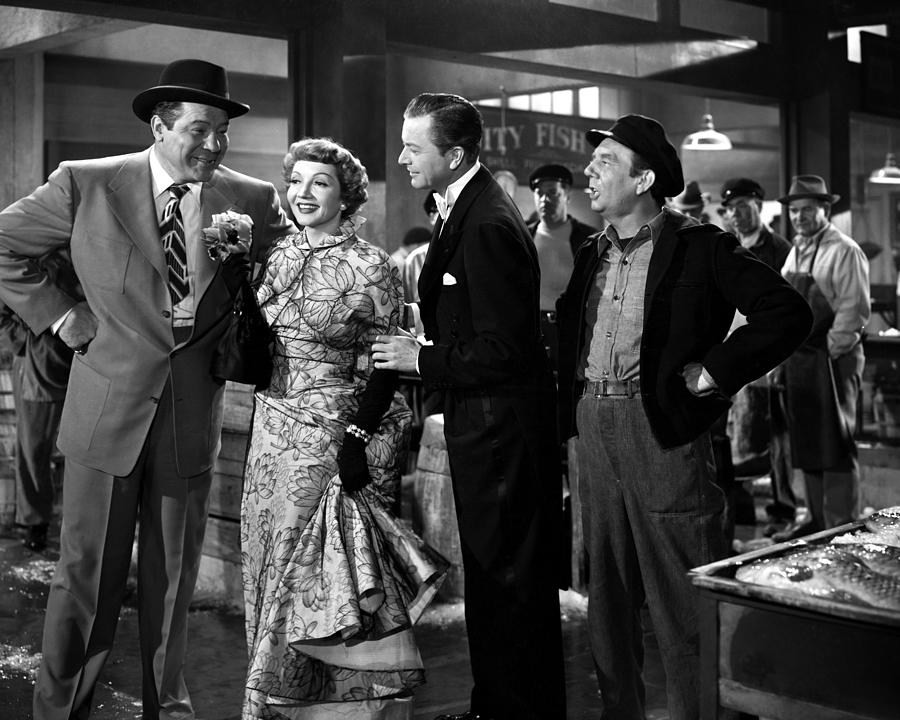 Claudette Colbert Standing By Robert Young, Gus Schilling, And Max Bear ...