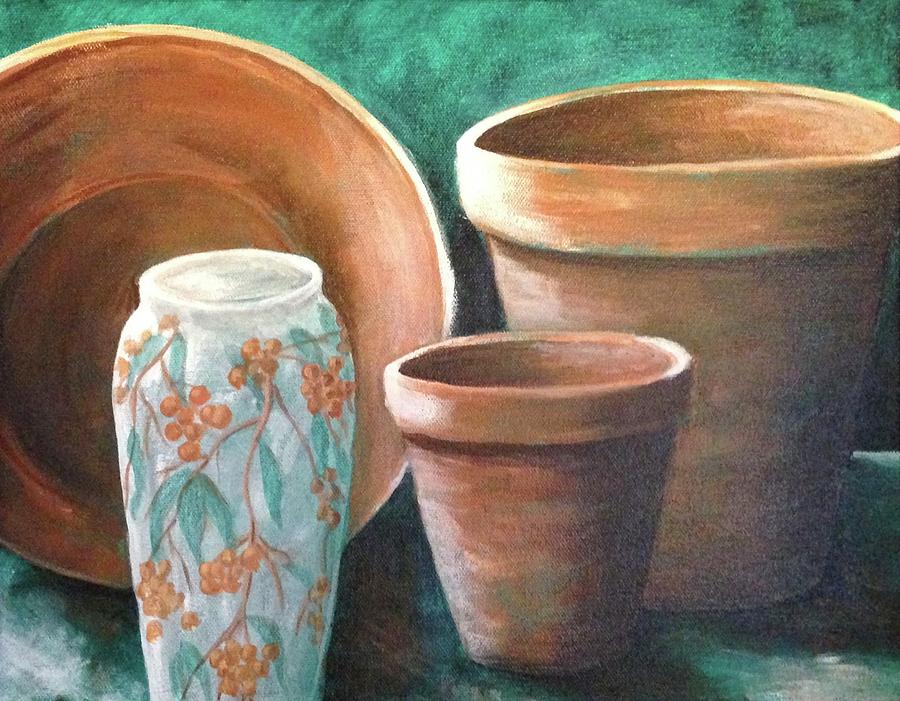 Clay Pots Painting by Jan Chesler
