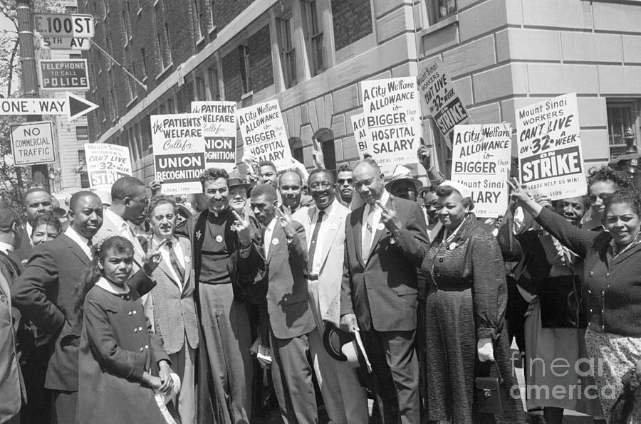 Clayton Powell With Picketers Striking Photograph by Bettmann