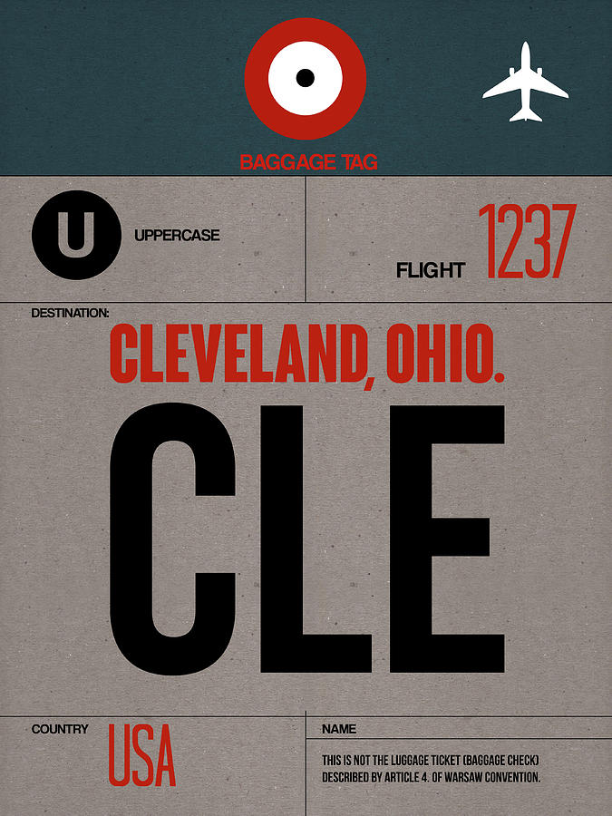 CLE Cleveland Luggage Tag I Digital Art by Naxart Studio