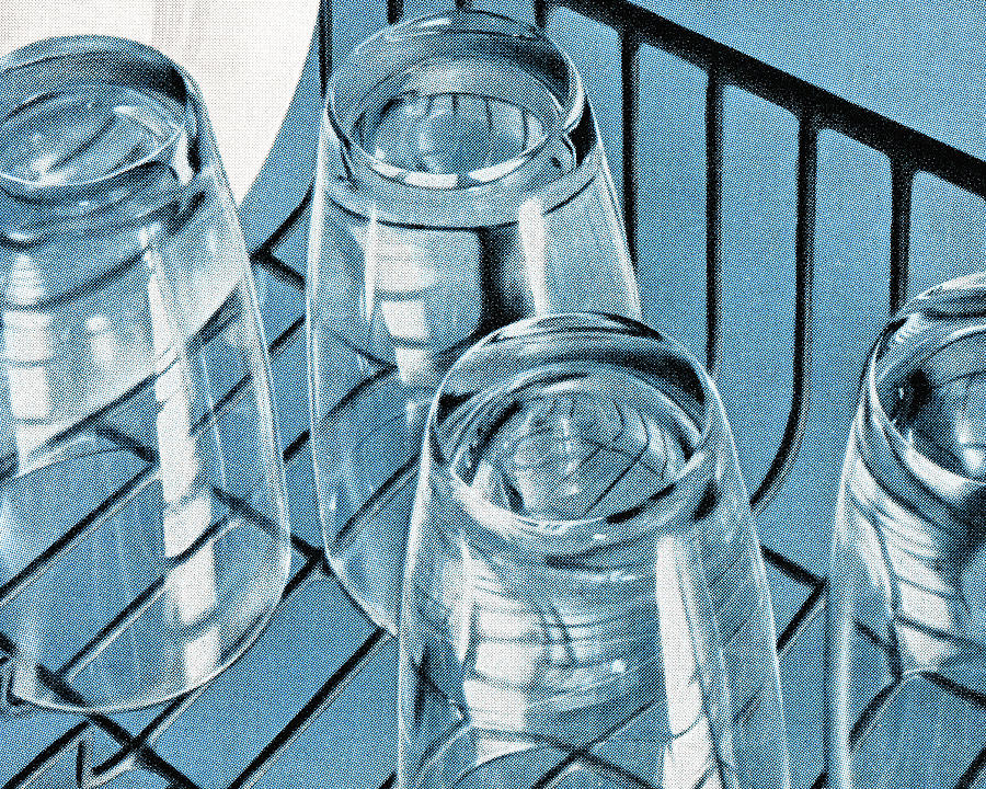 Vintage Drawing - Clean Glasses on a Rack by CSA Images