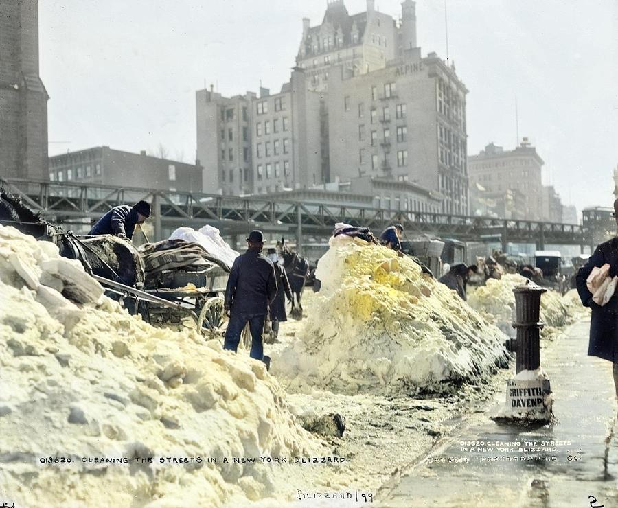 Cleaning The Streets In A New York Blizzard 1900 Painting