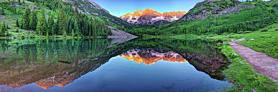 Clear Day at Maroon Bells  Photograph by Lena Owens - OLena Art Vibrant Palette Knife and Graphic Design