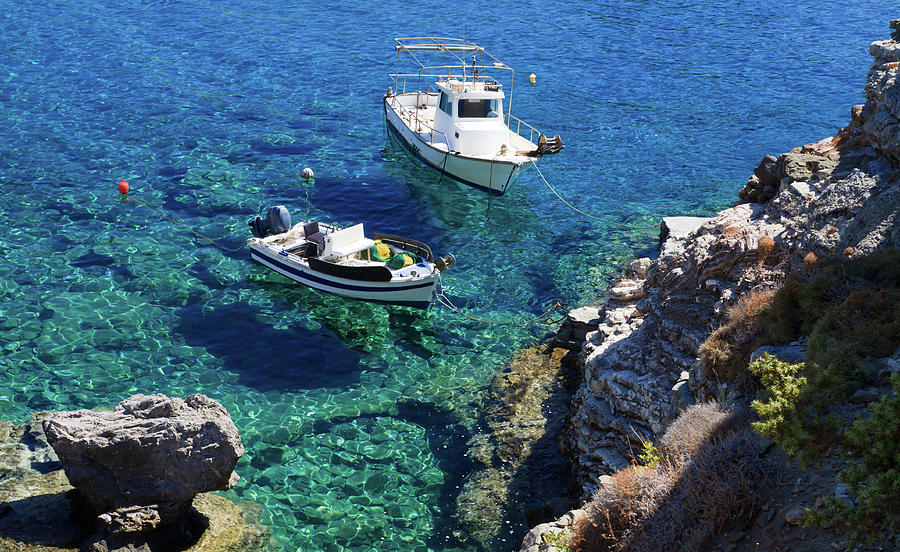 Clear Water Creek With Two Boats In Photograph by © Frédéric Collin