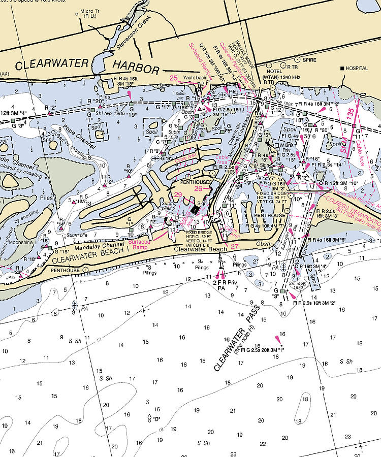 Clearwater florida Nautical Chart _v2 Mixed Media by Sea Koast Pixels