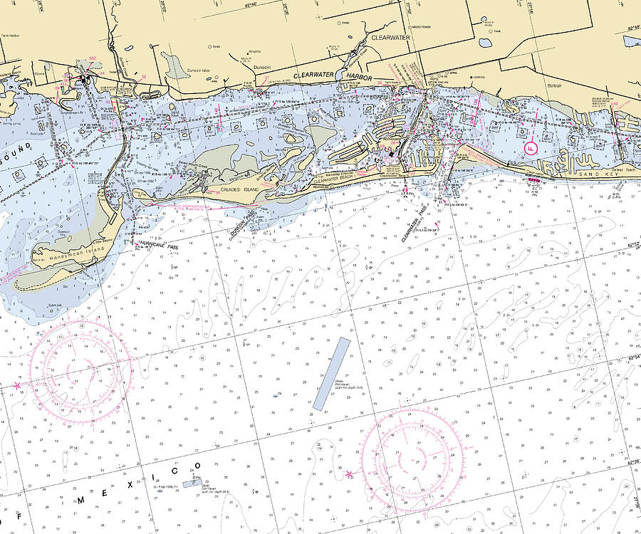 Clearwater florida Nautical Chart _v6 Mixed Media by Sea Koast Pixels